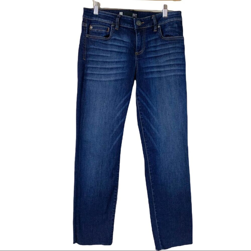Kut from the Kloth Diana Skinny Mid Rise Raw Hem Dark Wash Jeans Women's Size 6